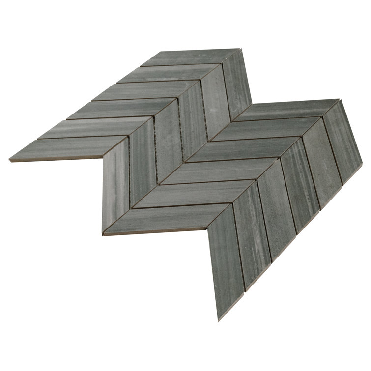 Graphite Matte Porcelain Chevron Mosaic Floor and Wall Tile