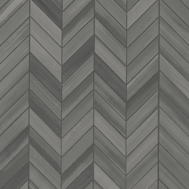Graphite Matte Porcelain Chevron Mosaic Floor and Wall Tile