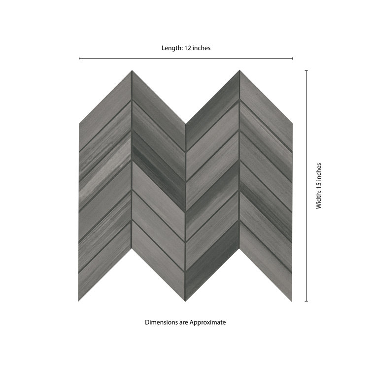 Graphite Matte Porcelain Chevron Mosaic Floor and Wall Tile