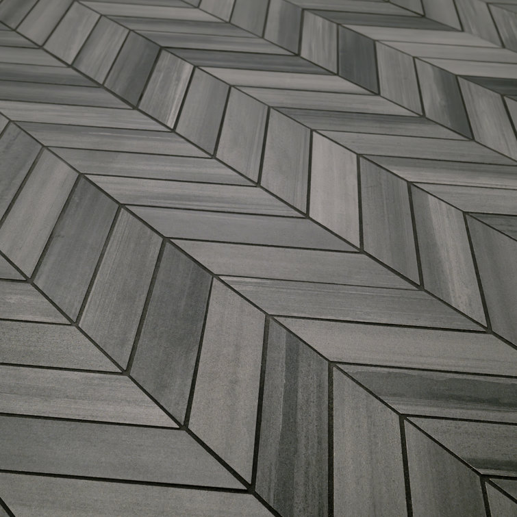 Graphite Matte Porcelain Chevron Mosaic Floor and Wall Tile