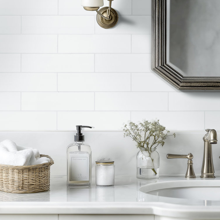 White Glossy 4'' x 12'' Ceramic Subway Wall Tile