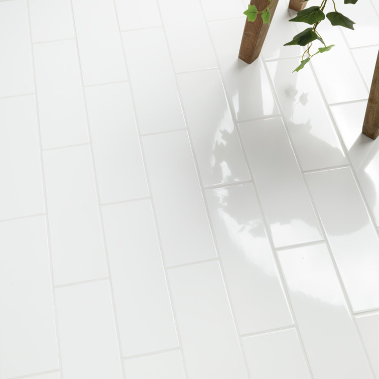 White Glossy 4'' x 12'' Ceramic Subway Wall Tile