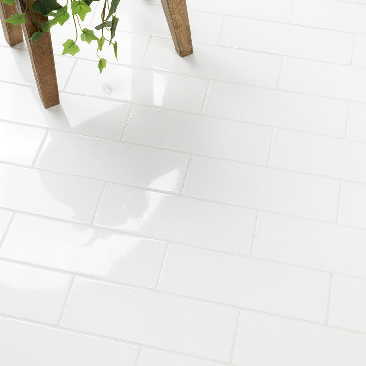 White Glossy 4'' x 12'' Ceramic Subway Wall Tile