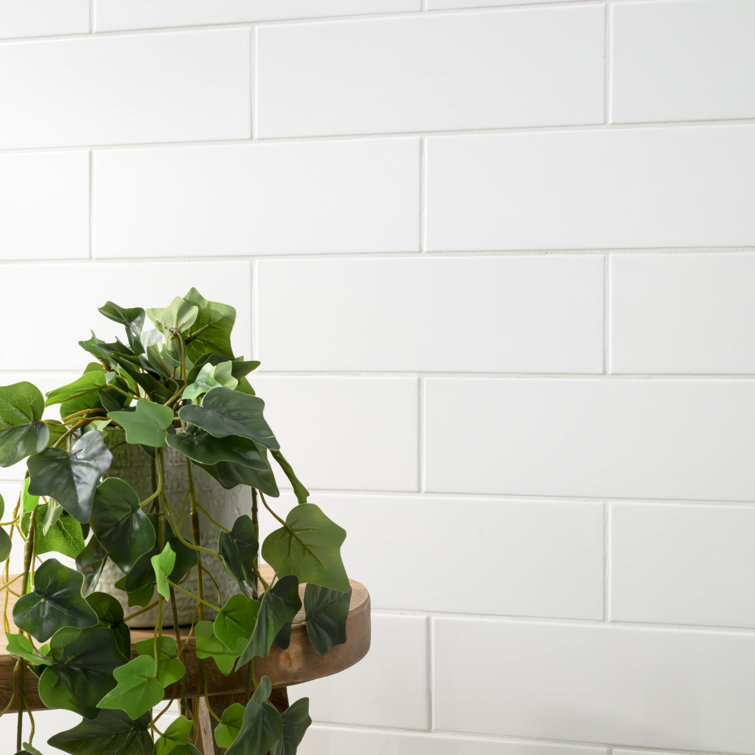 White Glossy 4'' x 12'' Ceramic Subway Wall Tile