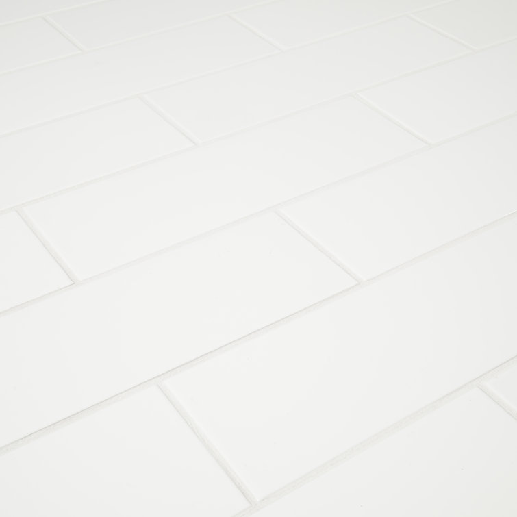 White Glossy 4'' x 12'' Ceramic Subway Wall Tile