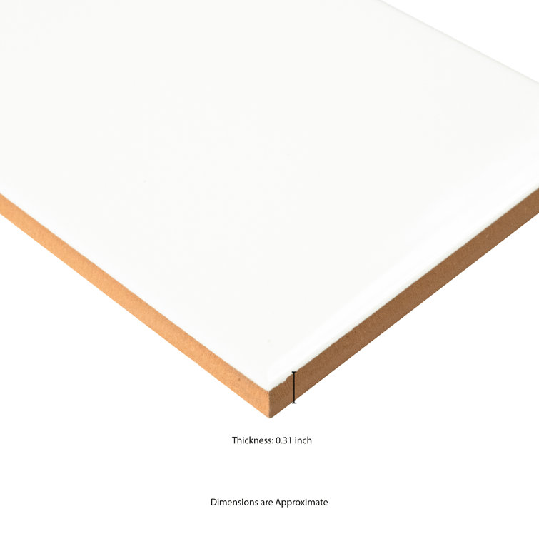 White Glossy 4'' x 12'' Ceramic Subway Wall Tile