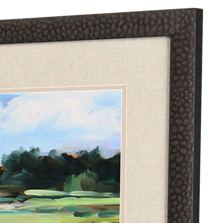 Verdant Green Golf Course Landscape Set with Black Wood Frame