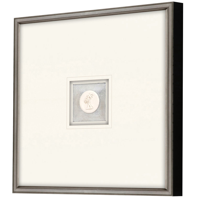 22" Silver Leaf Palm Tree Intaglio Framed Wall Art