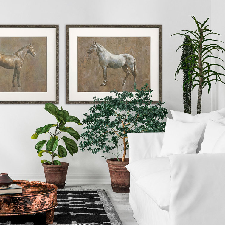 Majestic Horse Cream and Brown Framed Wall Art