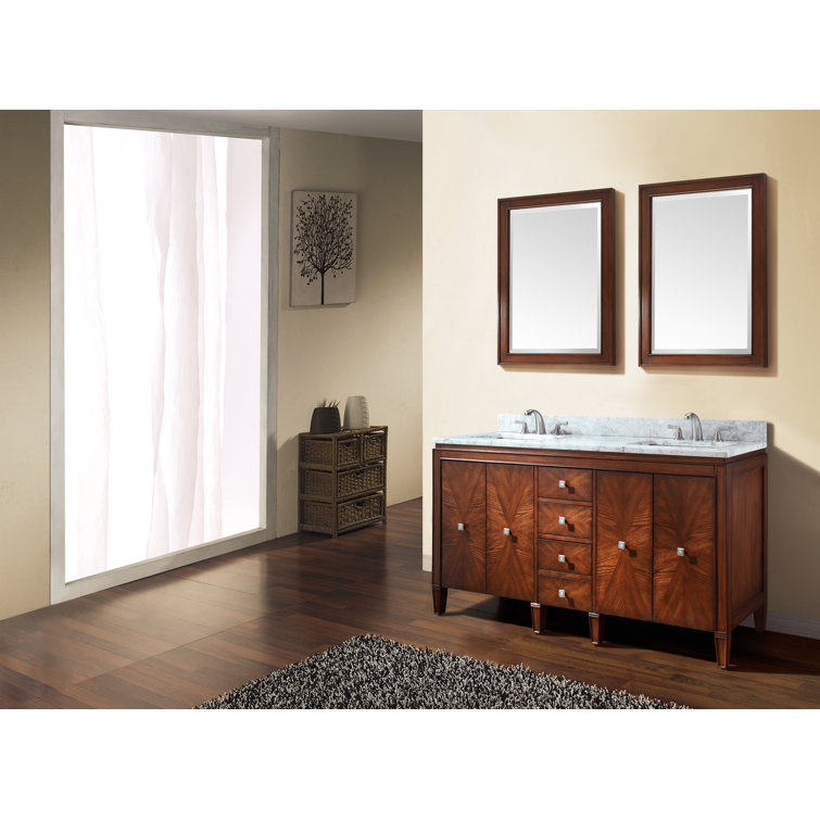 Brentwood 61'' Light Wood Double Vanity with Marble Top