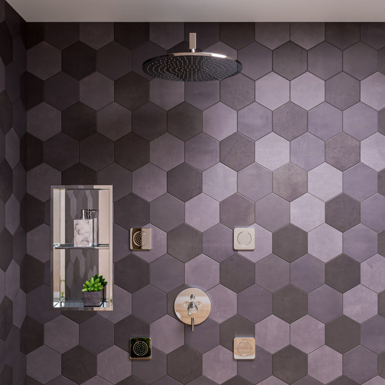 Polished Chrome and Purple Wall Mounted Shower Body Spray
