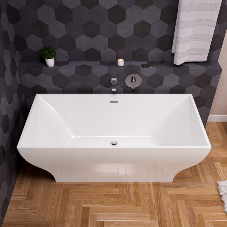 67'' White Acrylic Freestanding Soaking Bathtub