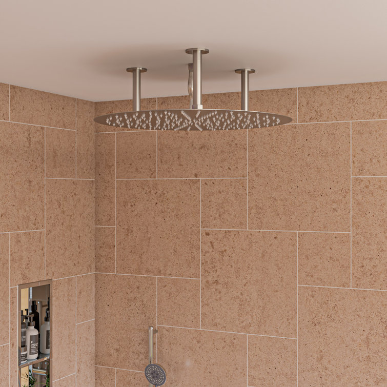 Ultra Thin 24" Brushed Stainless Steel Ceiling Mounted Rain Shower Head