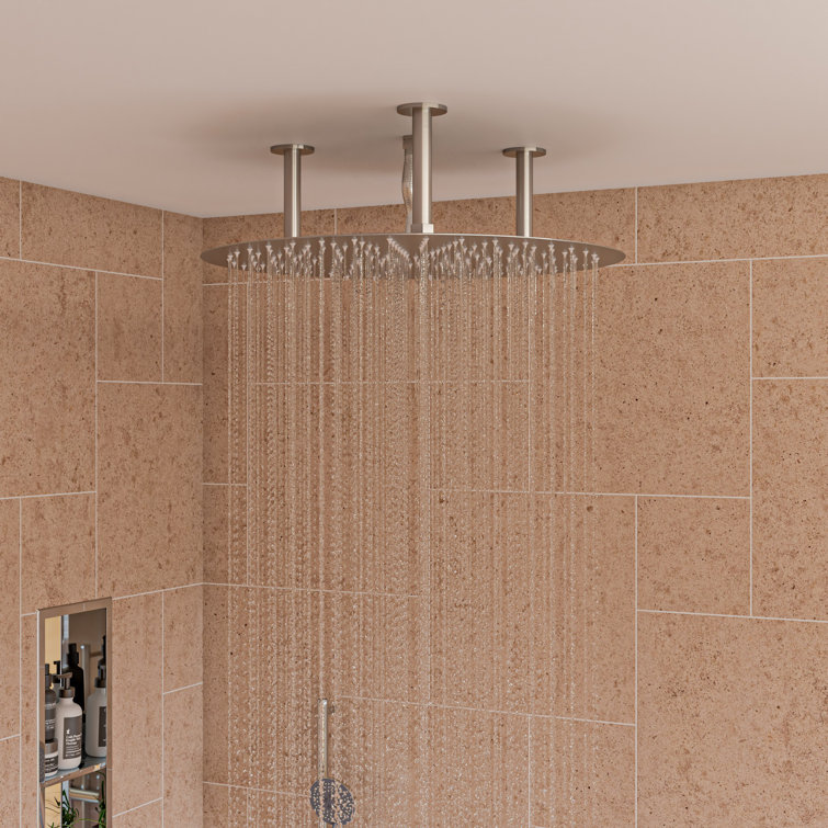 Ultra Thin 24" Brushed Stainless Steel Ceiling Mounted Rain Shower Head