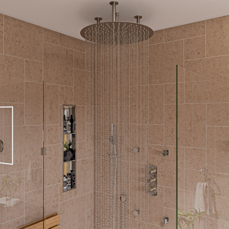 Ultra Thin 24" Brushed Stainless Steel Ceiling Mounted Rain Shower Head