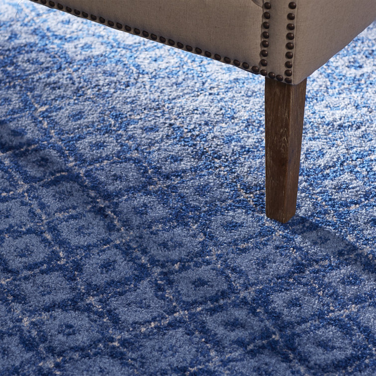 Adirondack Light Blue and Dark Blue Square Area Rug