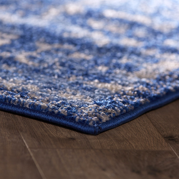 Adirondack Light Blue and Dark Blue Square Area Rug