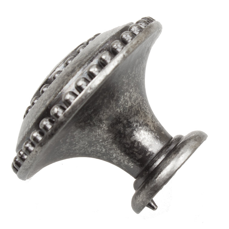 Weathered Nickel Beaded Round Cabinet Knob Set