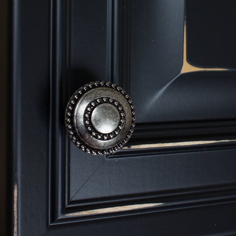 Weathered Nickel Beaded Round Cabinet Knob Set
