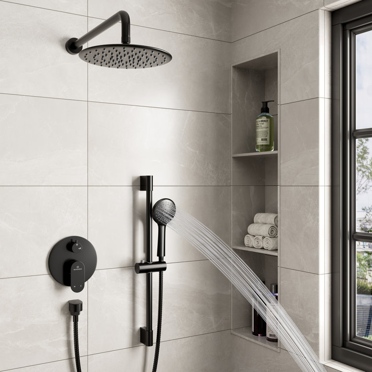 Matte Black Adjustable Rain Shower System with Handheld