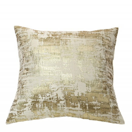 Gold and Beige Contemporary Square Decorative Pillow