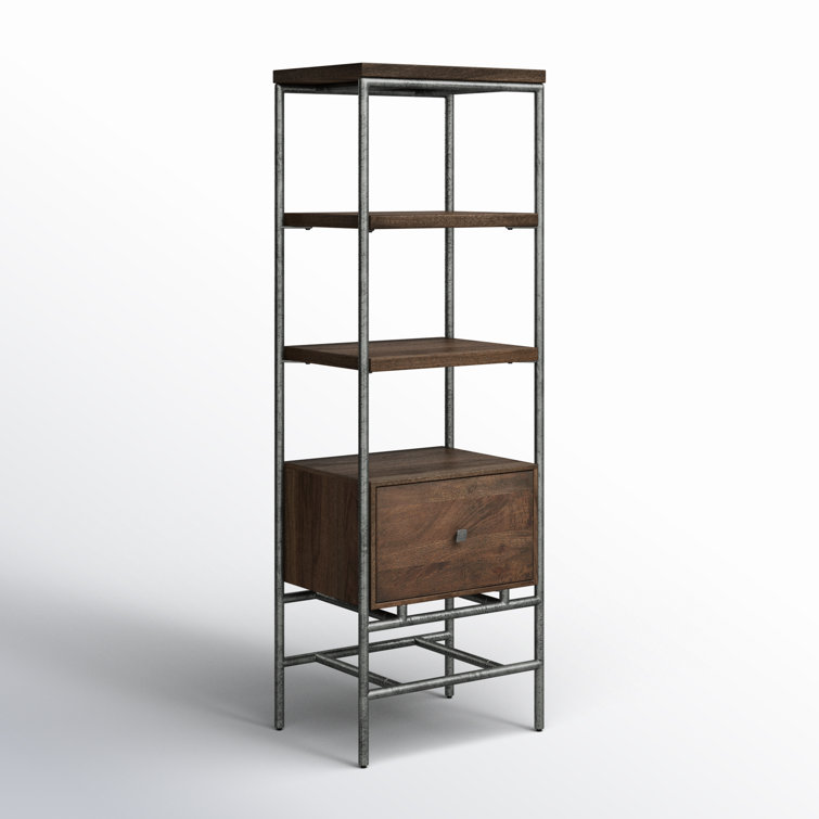 Sedona Transitional 3-Tier Adjustable Wood Bookcase in Brown