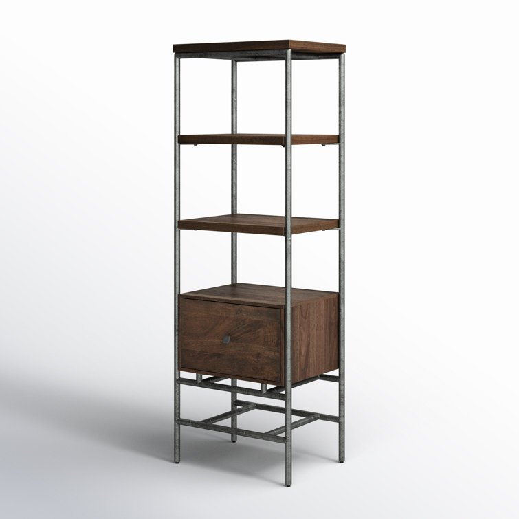 Sedona Transitional 3-Tier Adjustable Wood Bookcase in Brown