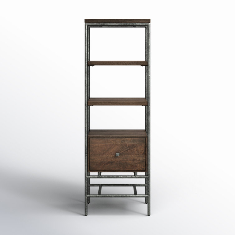 Sedona Transitional 3-Tier Adjustable Wood Bookcase in Brown