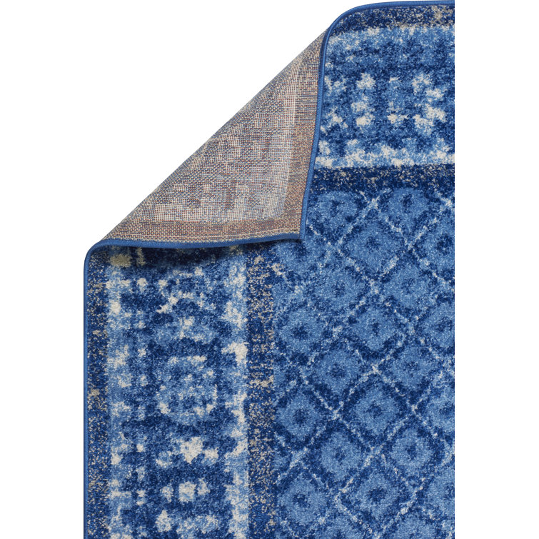 Adirondack Light Blue and Dark Blue Square Area Rug