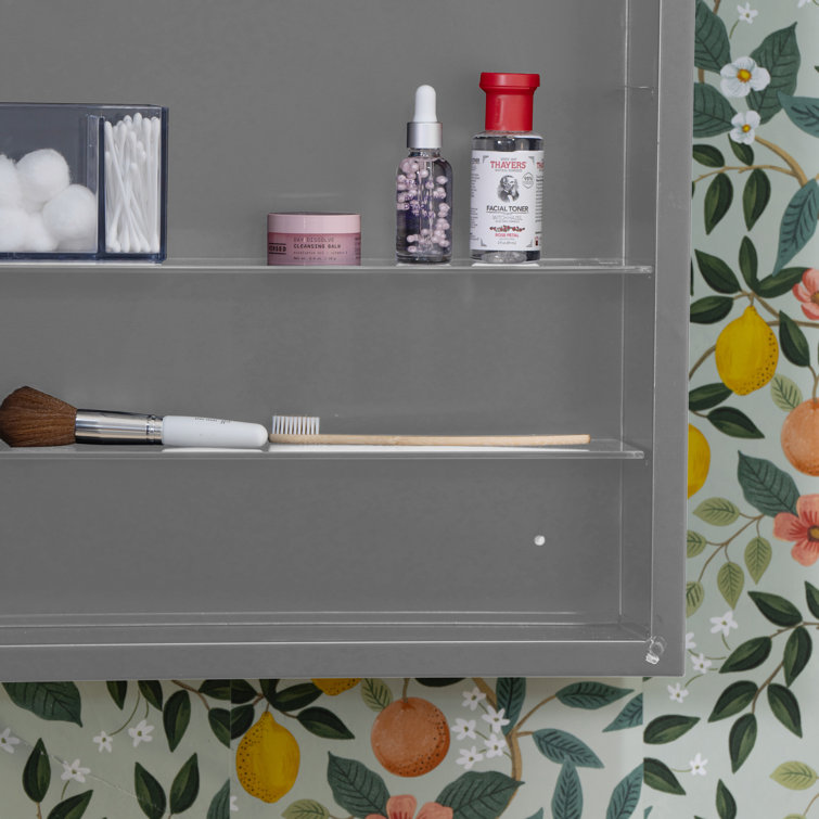 Silver Mirrored Medicine Cabinet with Shaped Silhouette