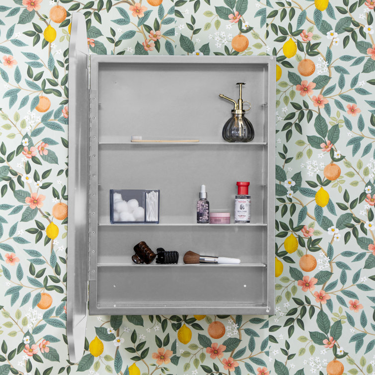 Silver Mirrored Medicine Cabinet with Shaped Silhouette