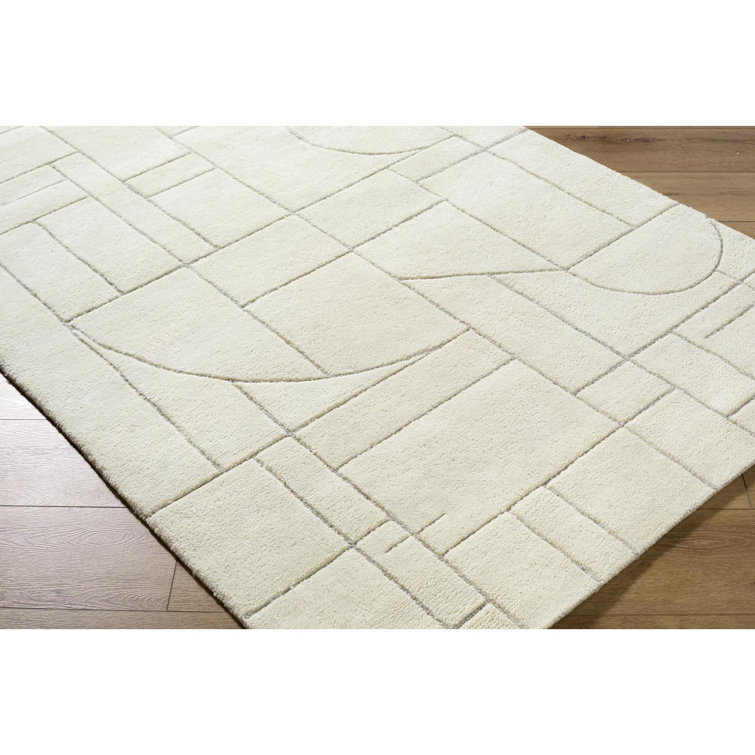 Ivory Hand-Tufted Wool Geometric 5' x 7' Rug