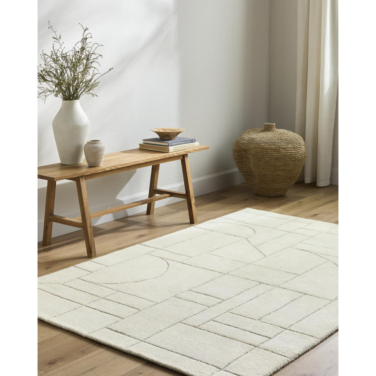 Ivory Hand-Tufted Wool Geometric 5' x 7' Rug