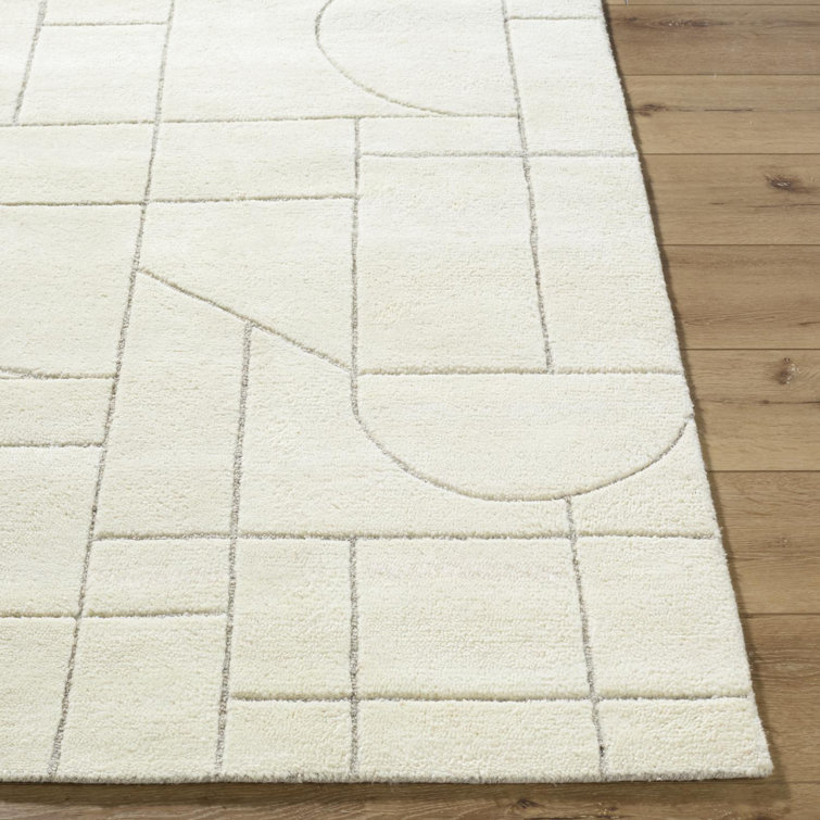 Ivory Hand-Tufted Wool Geometric 5' x 7' Rug