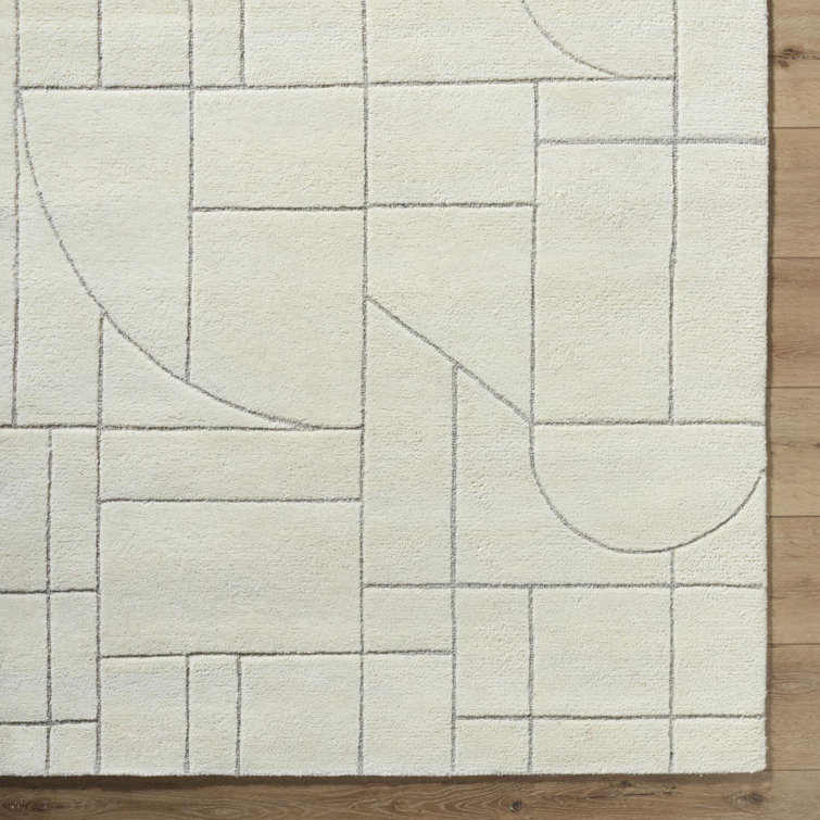 Ivory Hand-Tufted Wool Geometric 5' x 7' Rug