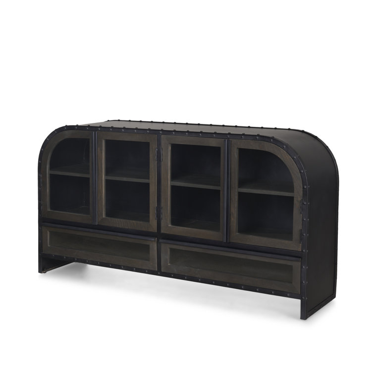 Fuanai Antique-Style Metal and Wood 4-Door Sideboard