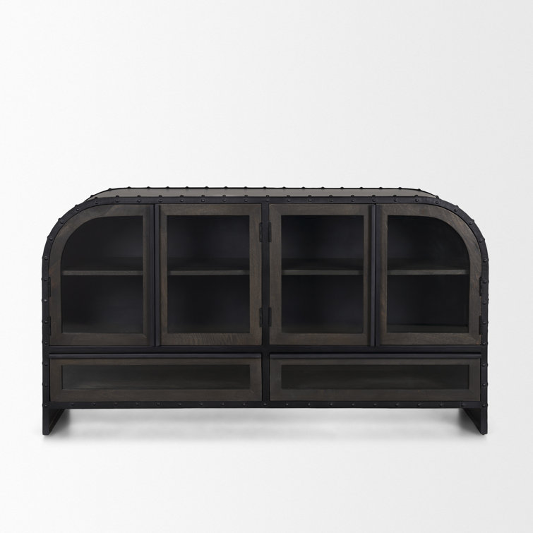 Fuanai Antique-Style Metal and Wood 4-Door Sideboard