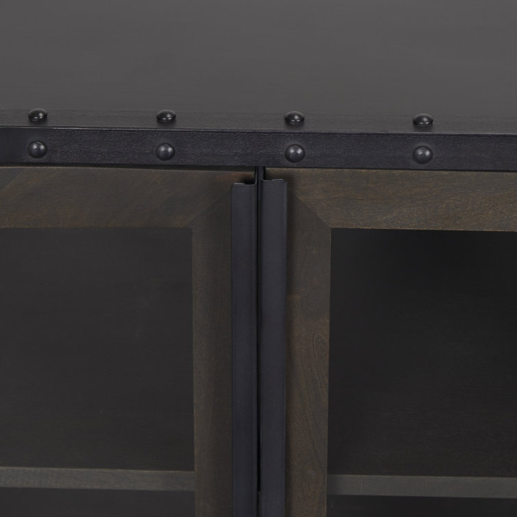 Fuanai Antique-Style Metal and Wood 4-Door Sideboard