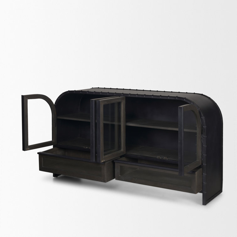 Fuanai Antique-Style Metal and Wood 4-Door Sideboard