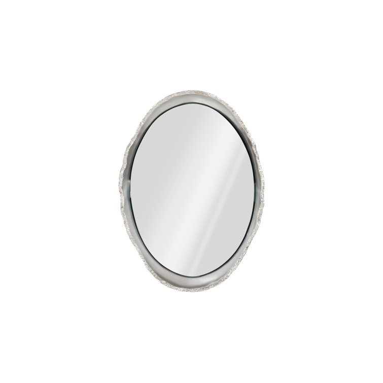 Transitional Oval Wood & Silver Leaf 30"x42" Accent Mirror