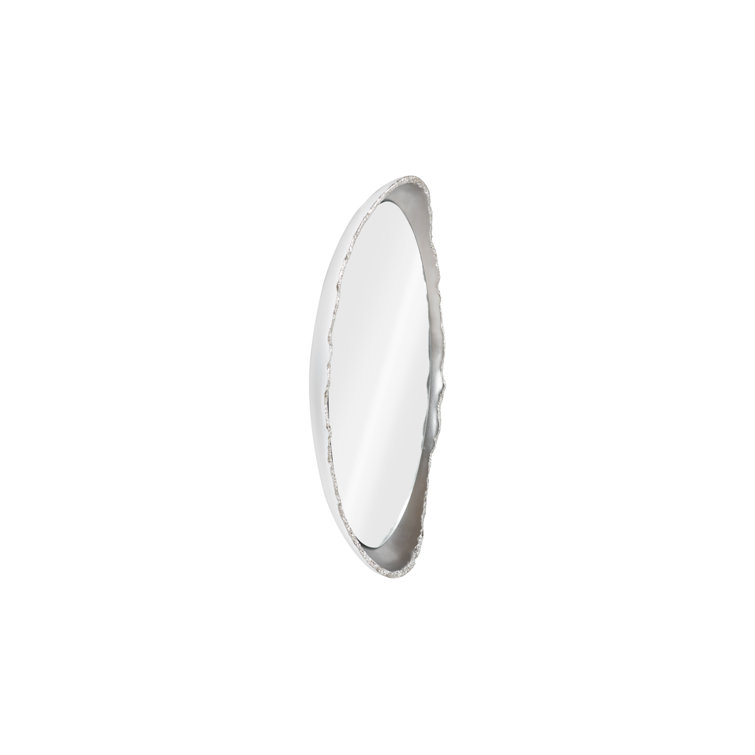 Transitional Oval Wood & Silver Leaf 30"x42" Accent Mirror