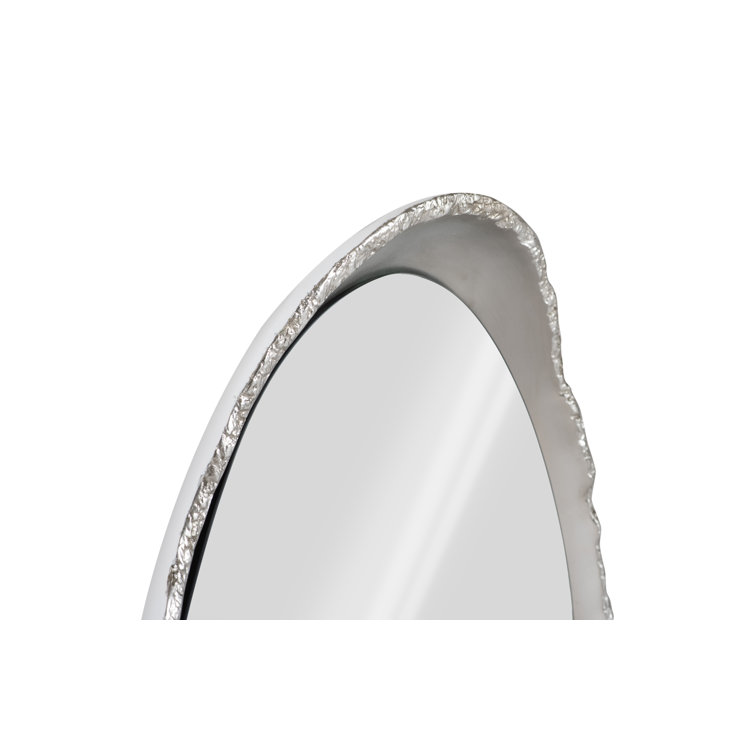 Transitional Oval Wood & Silver Leaf 30"x42" Accent Mirror