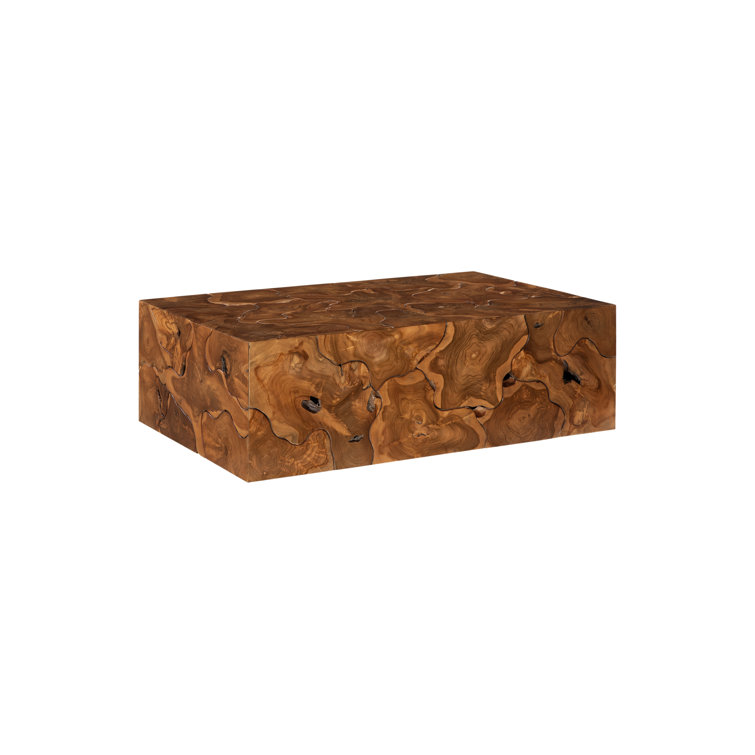 Rectangular Brown Teak Slice Coffee Table