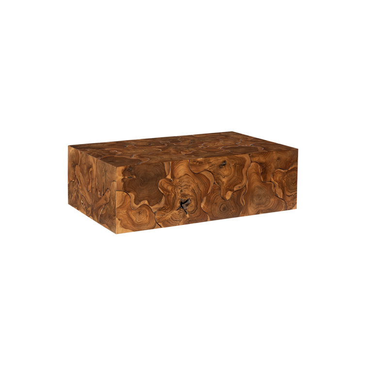 Rectangular Brown Teak Slice Coffee Table