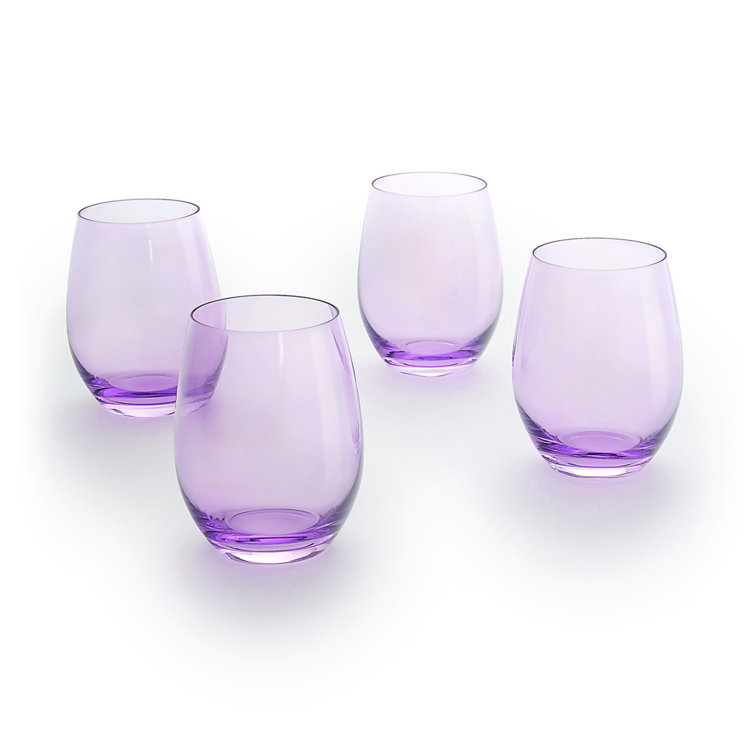 Amethyst Recyclable Crystal Stemless Wine Glass Set