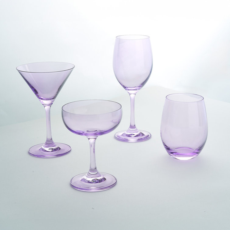 Amethyst Recyclable Crystal Stemless Wine Glass Set