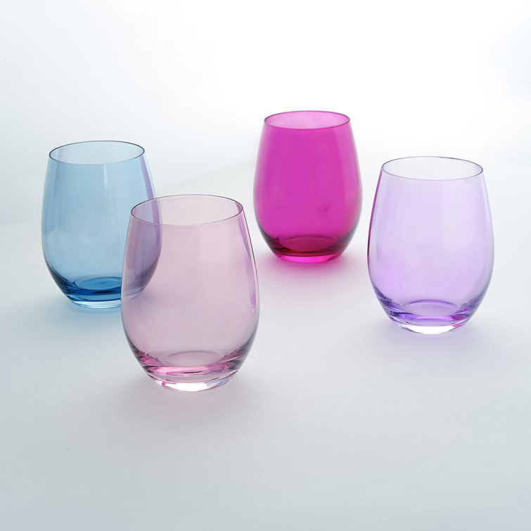 Amethyst Recyclable Crystal Stemless Wine Glass Set
