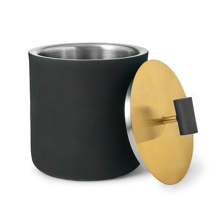 Elegant Black and Gold Insulated Ice Bucket for Outdoor Entertaining