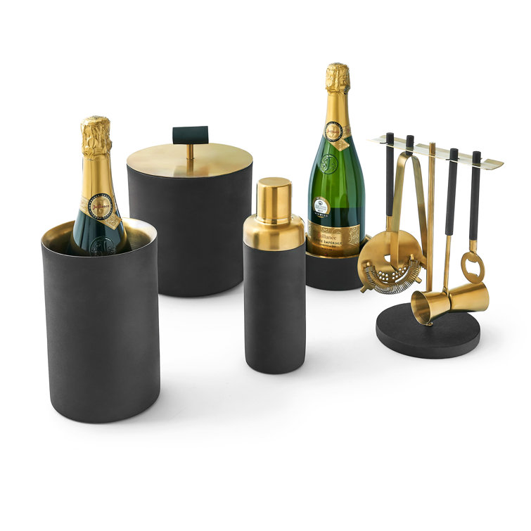 Elegant Black and Gold Insulated Wine Chiller for Outdoor Use