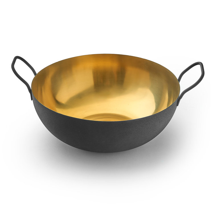 Encalmo Black and Gold Glass Salad Serving Bowl